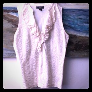 Chaps Cream Ruffle Top